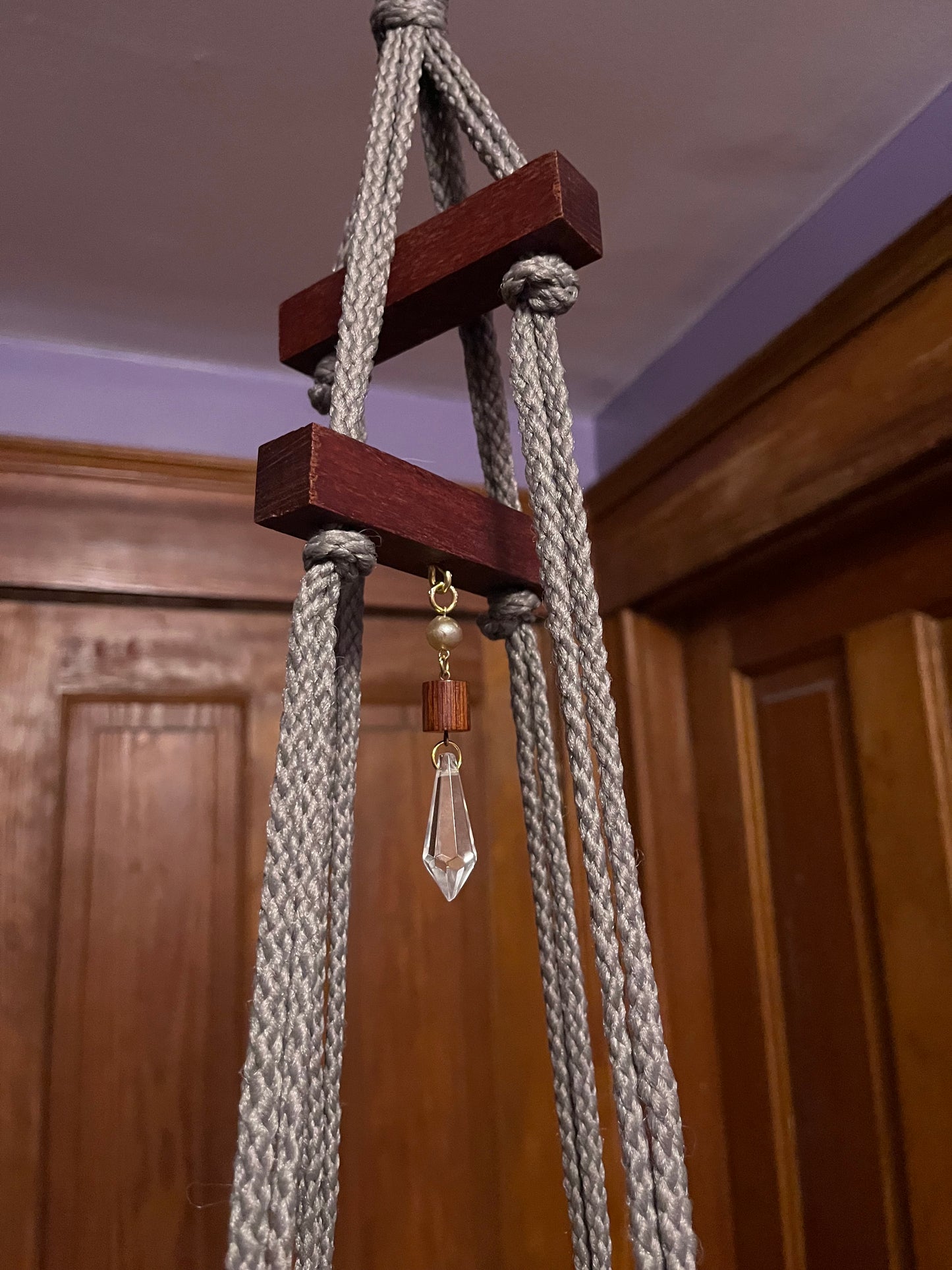 Small Suncatcher plant hanger with wood spacers