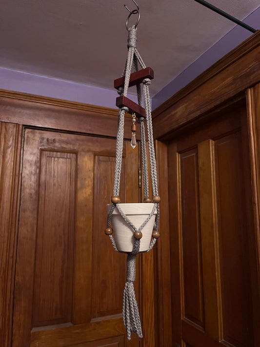 Small Suncatcher plant hanger with wood spacers