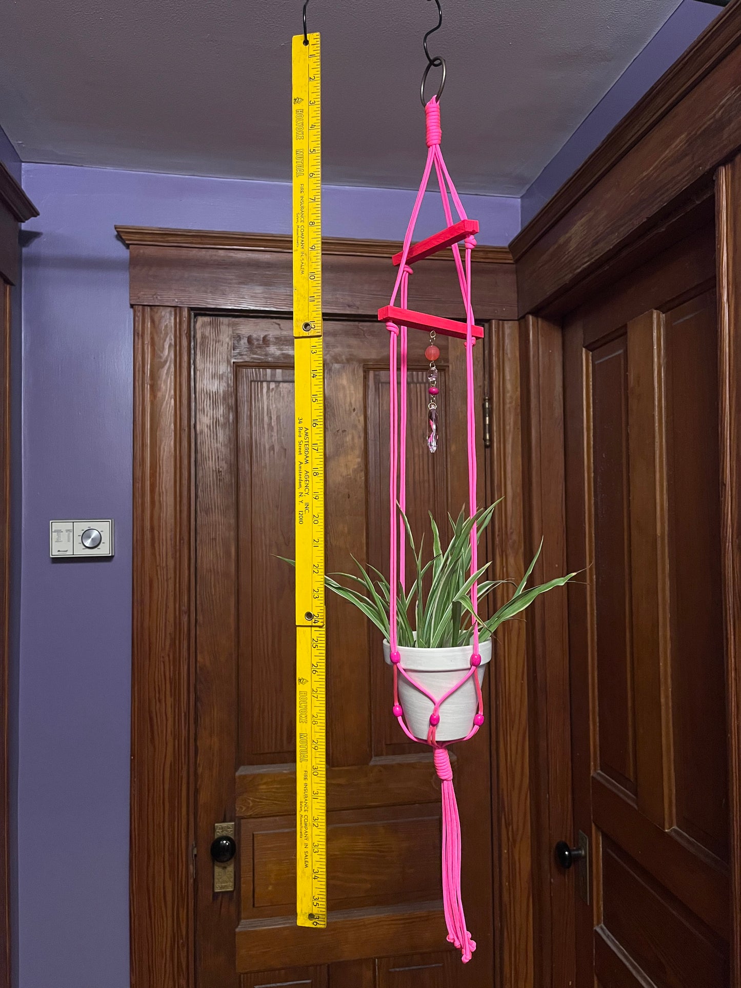 Pink suncatching plant hanger